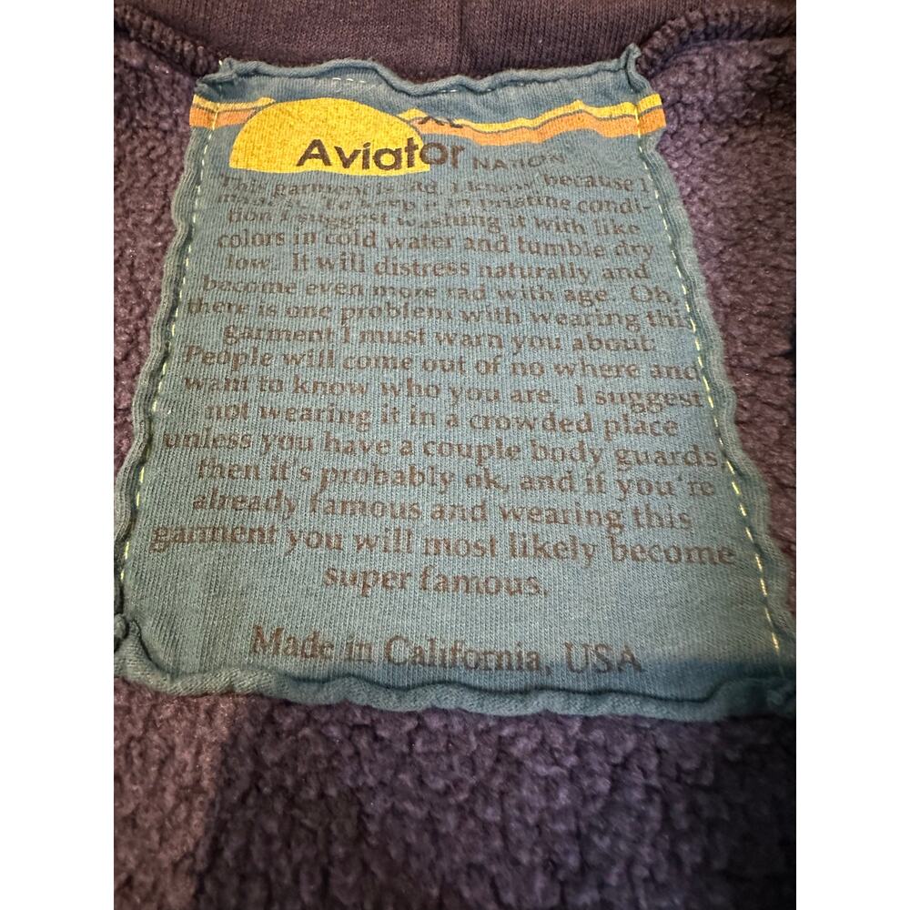 Aviator Nation 5 Stripe Zip Up Hoodie XL Blue Full Zip Sweatshirt Relaxed Vibes - Picture 6 of 12